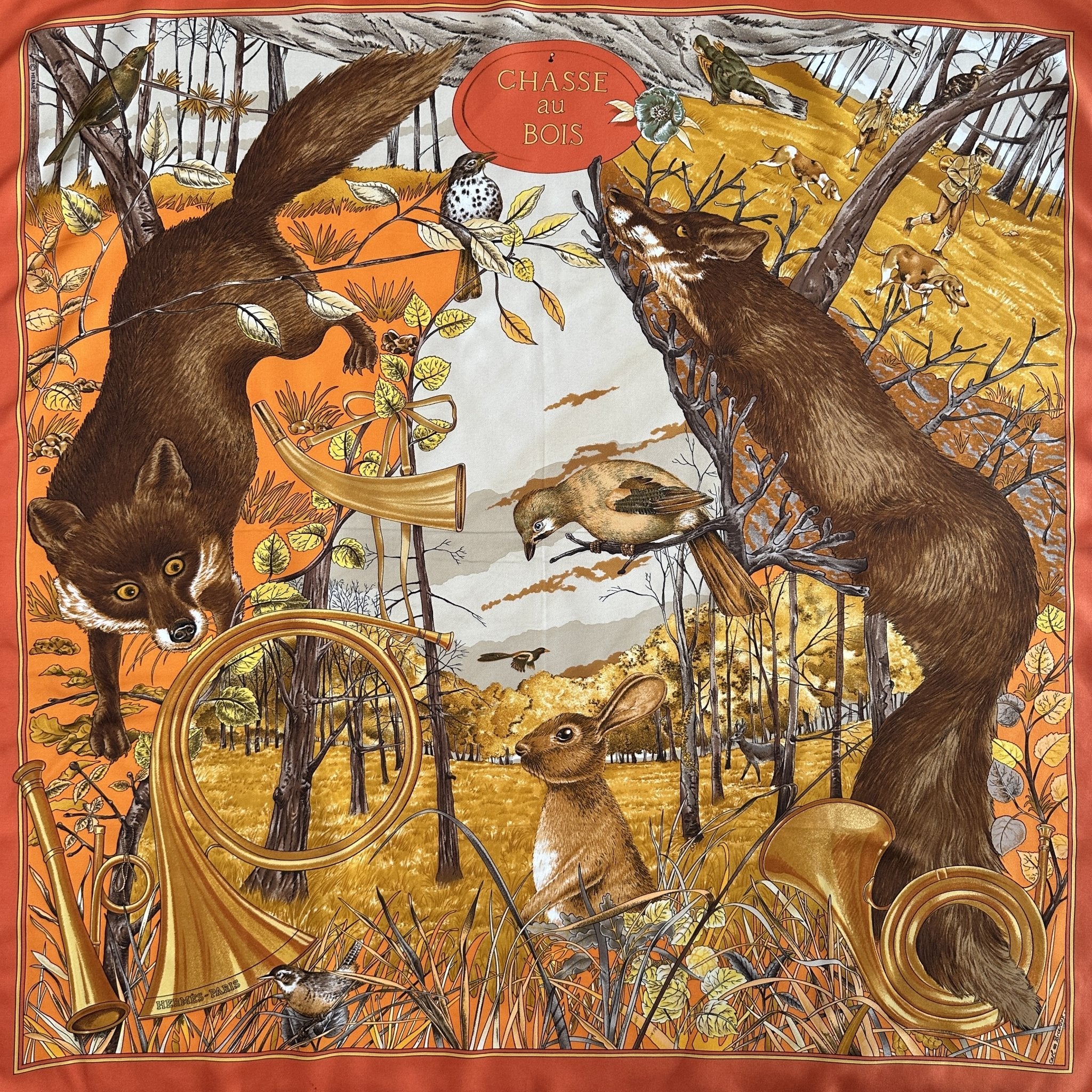 Hunting in the woods - HERMES SCARF 90 CM