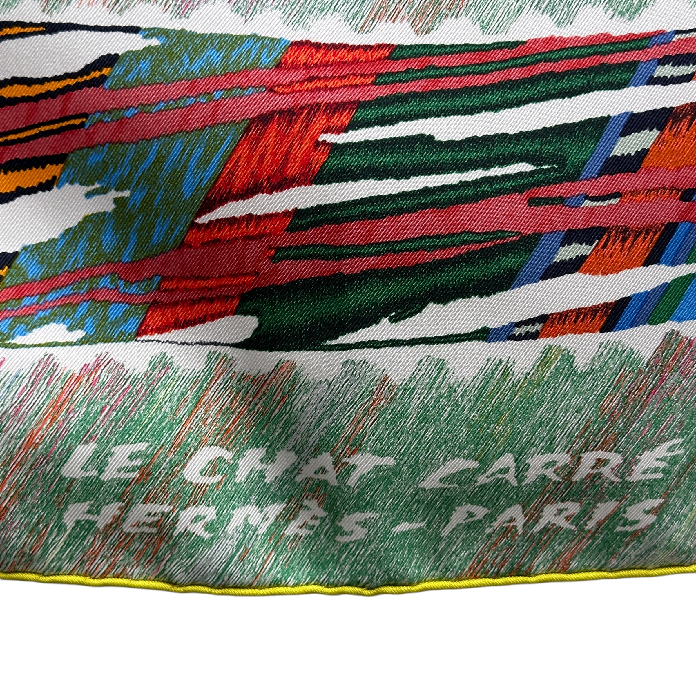 titre-Analyzing image foulard-carre-hermes-le-chat-carre-par-florence-manlik