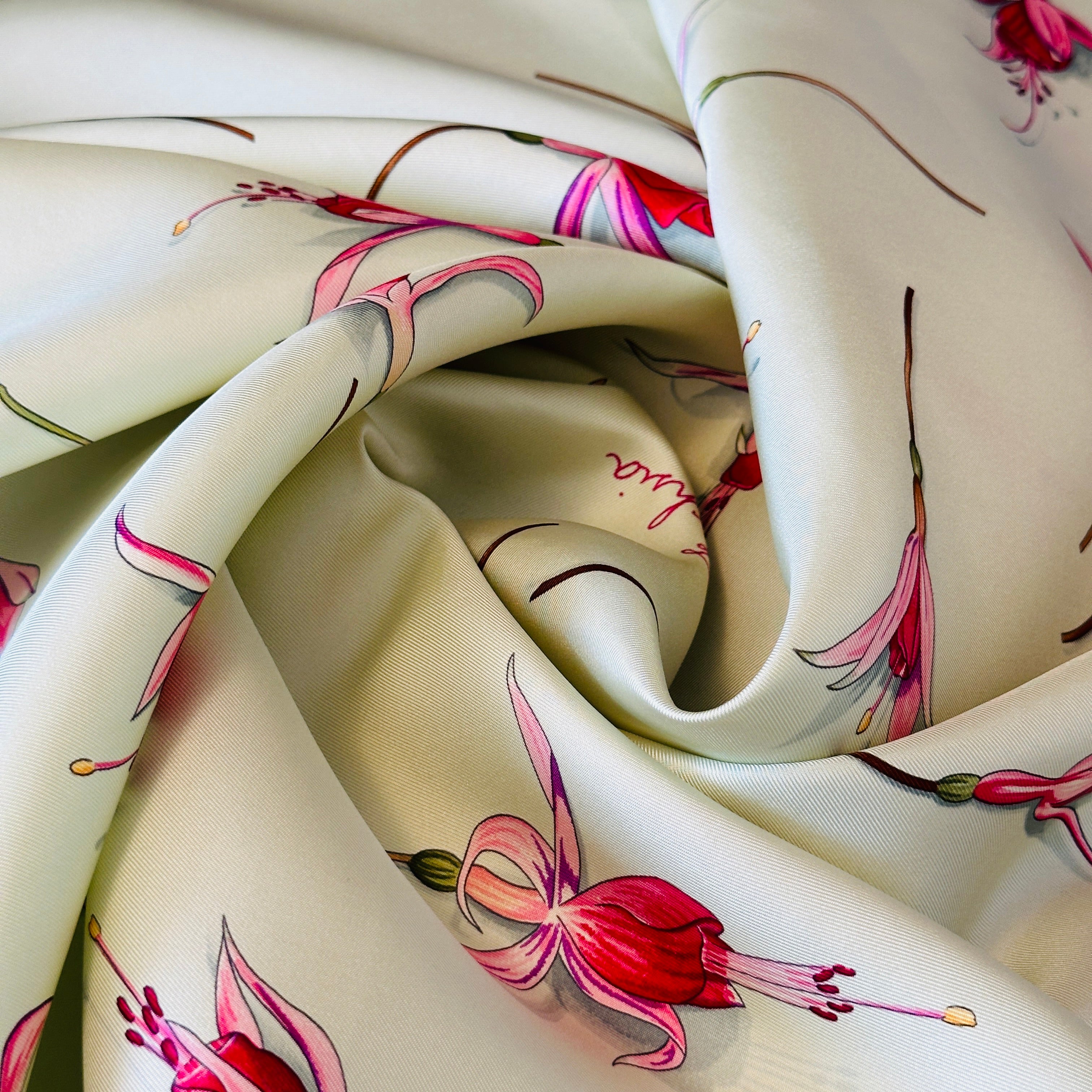 Fuchsia flowers - HERMES SCARF 90 CM