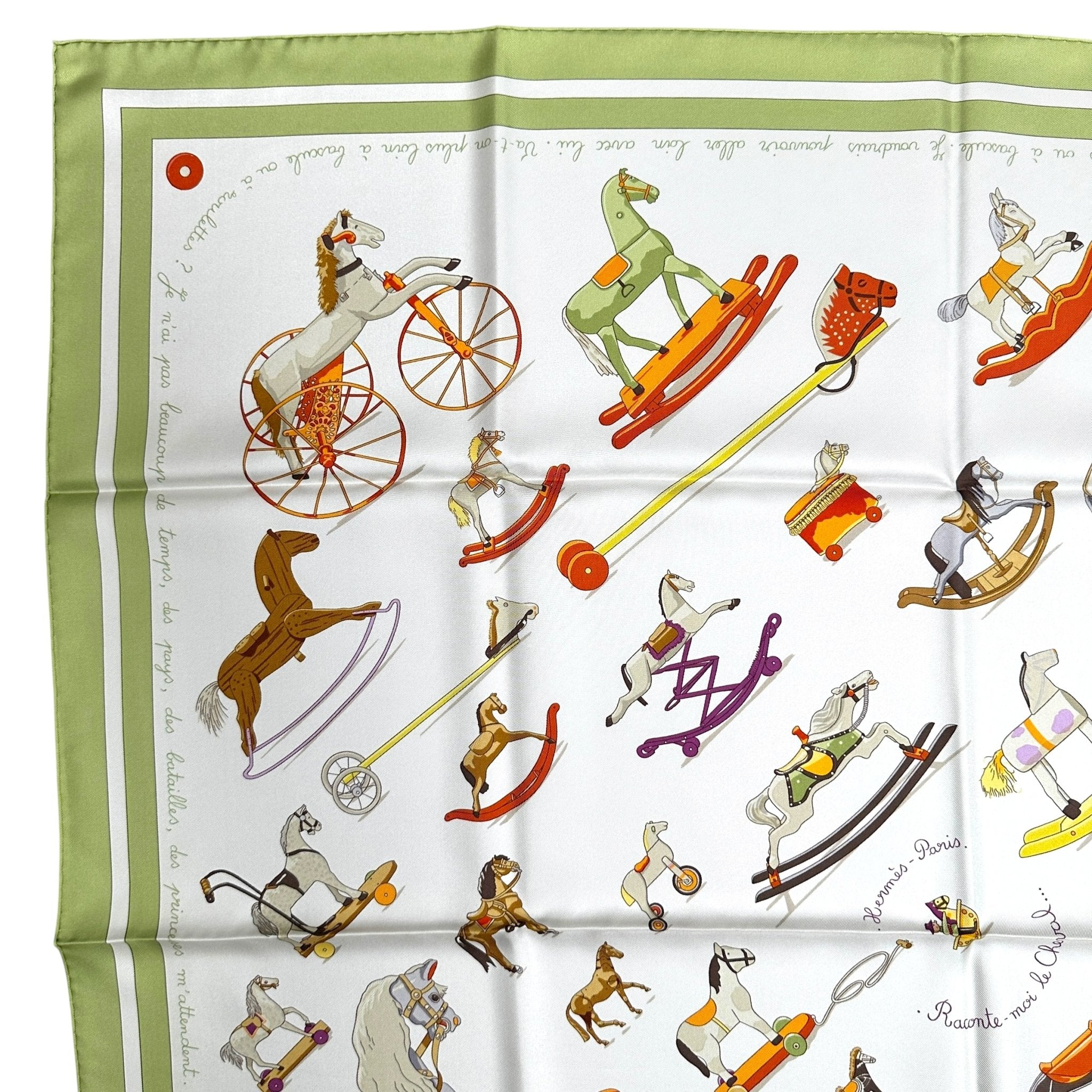 foulard hermes carre 90 cm raconte moi le cheval dessins de chevaux de bois et à roulettes
