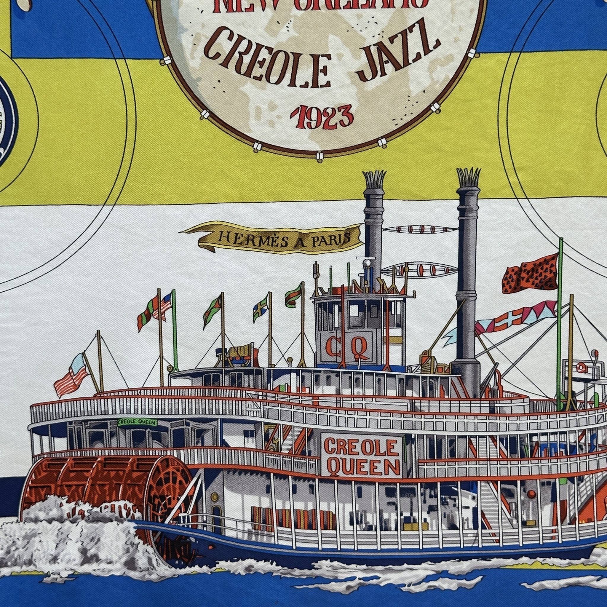 Carré Hermès New Orleans Creole Jazz – Vue du bateau à vapeur