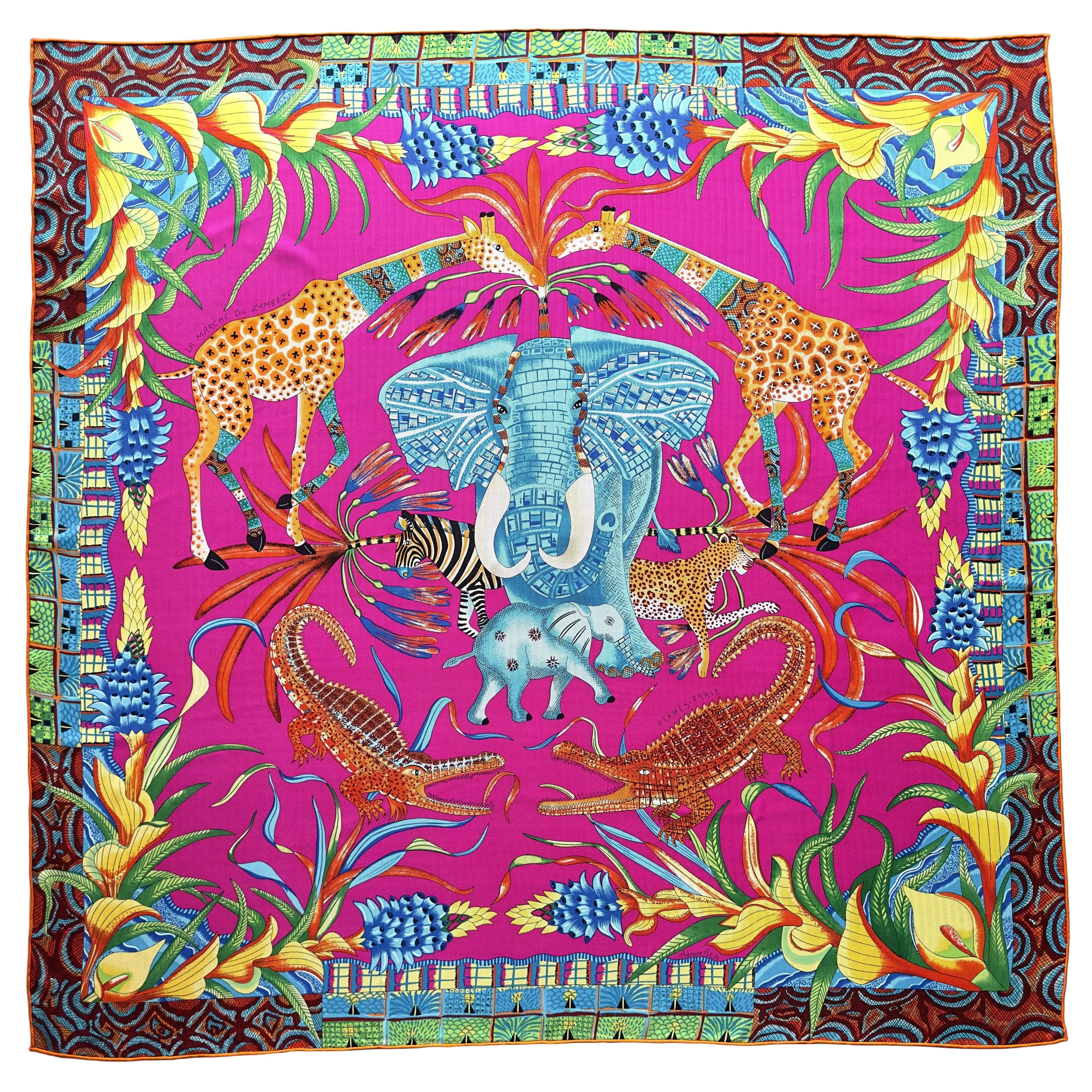 Châle Hermès 140 cm – La Marche du Zambèze – Ardmore Artists (2016)