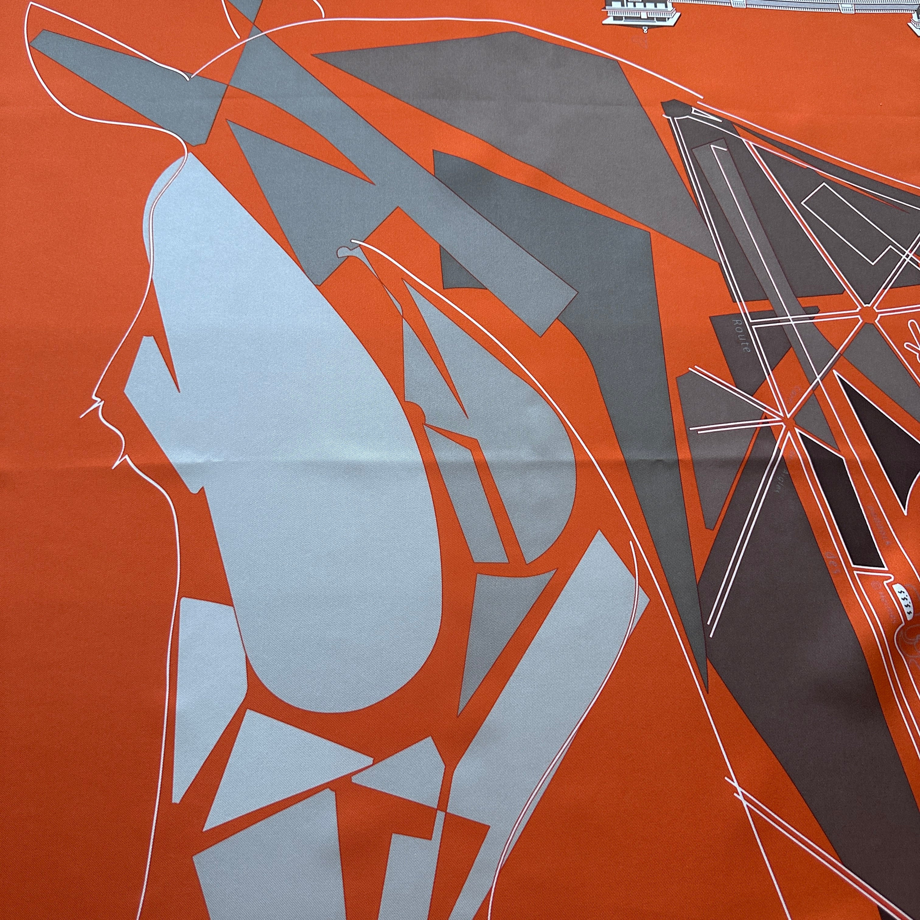 Foulard Hermès 90 cm – Cheval de Courses – Anamorphée (2008)
